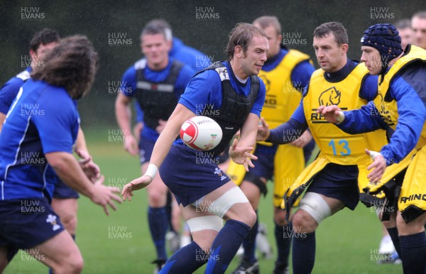 26.10.10 - Wales Rugby Training - Alun Wyn Jones in action during training. 