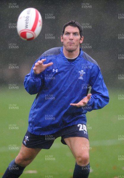 26.10.10 - Wales Rugby Training - James Hook in action during training. 