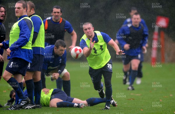 26.10.10 - Wales Rugby Training - Richie Rees in action during training. 