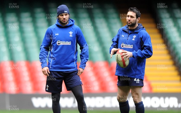 26.11.10 - Wales Rugby Training - Mike Phillips and Stephen Jones during training. 