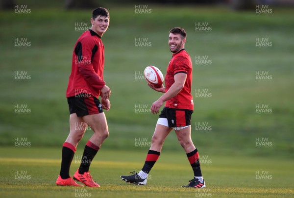 261120 - Wales Rugby Training - Louis Rees-Zammit and Rhys Webb during training
