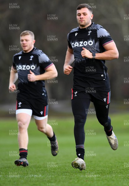 270123 - Wales Rugby Training - Keiran Williams and Mason Grady during training