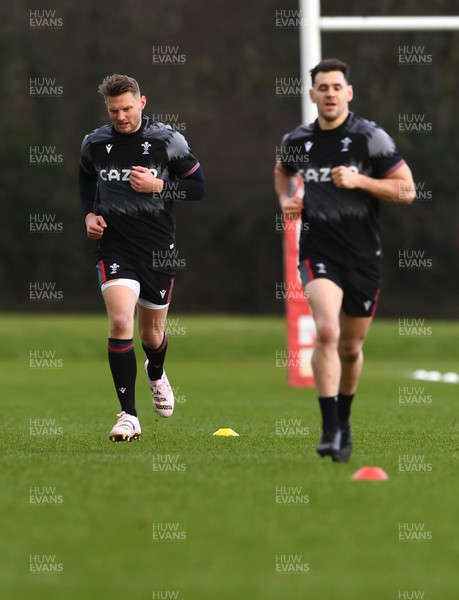 270123 - Wales Rugby Training - Dan Biggar and Tomos Williams during training