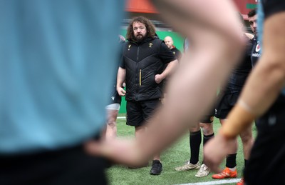 270125 - Wales Rugby Training in the week leading up to their first 6 Nations game against France - Scrum Coach Adam Jones during training