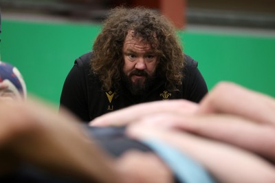 270125 - Wales Rugby Training in the week leading up to their first 6 Nations game against France - Scrum Coach Adam Jones during training