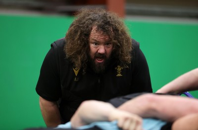 270125 - Wales Rugby Training in the week leading up to their first 6 Nations game against France - Scrum Coach Adam Jones during training