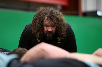 270125 - Wales Rugby Training in the week leading up to their first 6 Nations game against France - Scrum Coach Adam Jones during training