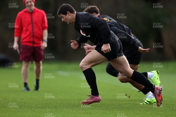 270126 - Wales Rugby Training on the first day of 6 Nations camp - Louis Rees-Zammit