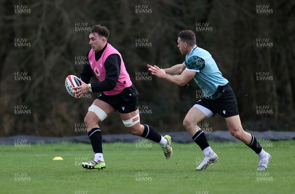 270224 - Wales Rugby Training - Taine Basham during training