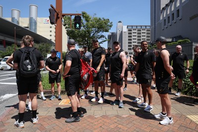 270625 - Wales Rugby training upon arrival in Japan - The walk walk to a local park