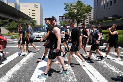 270625 - Wales Rugby training upon arrival in Japan - The walk walk to a local park