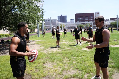 270625 - Wales Rugby training upon arrival in Japan - Keelan Giles and Rhodri Williams during training