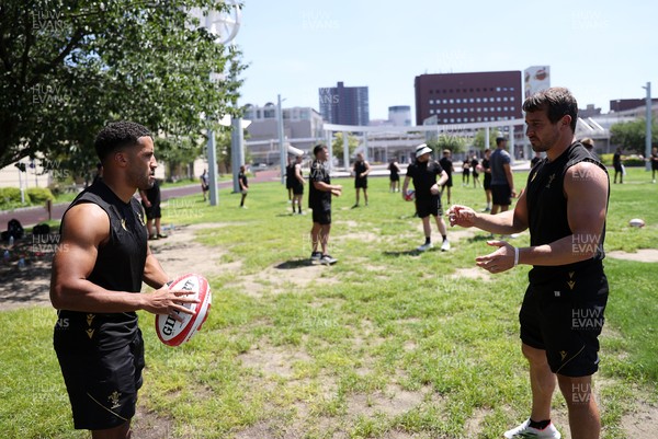 270625 - Wales Rugby training upon arrival in Japan - Keelan Giles and Rhodri Williams during training