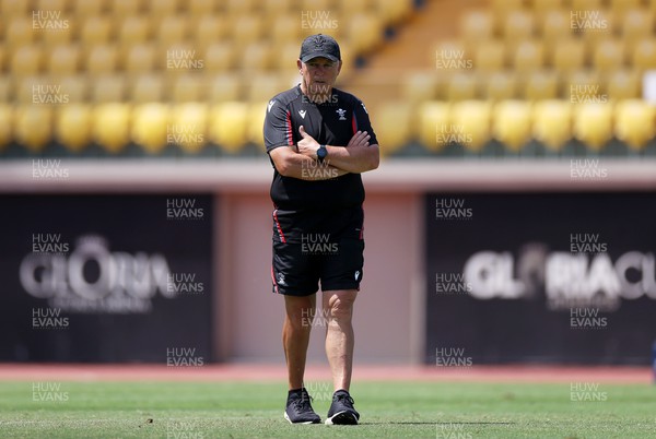 270723 - Wales Rugby Training taking place in Turkey, in preparation for the Rugby World Cup - Head Coach Warren Gatland during training