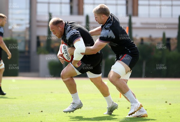 270723 - Wales Rugby Training taking place in Turkey, in preparation for the Rugby World Cup - Corey Domachowski and Aaron Wainwright during training