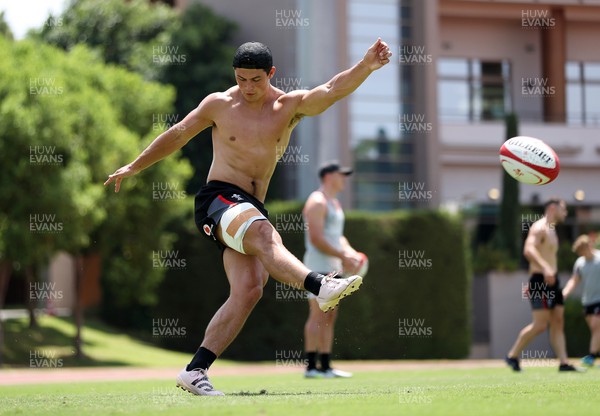 270723 - Wales Rugby Training taking place in Turkey, in preparation for the Rugby World Cup - Louis Rees-Zammit during training