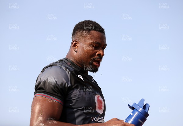 270723 - Wales Rugby Training taking place in Turkey, in preparation for the Rugby World Cup - Christ Tshiunza during training