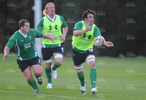 27.10.09 - Wales Rugby Training - Jonathan Thomas in action during training. 