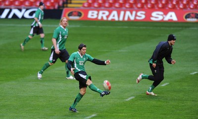27.11.09 - Wales Rugby Training - James Hook in action during training. 
