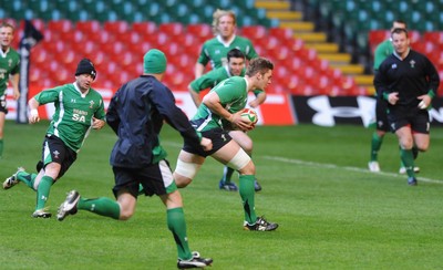 27.11.09 - Wales Rugby Training - Dan Lydiate in action during training. 