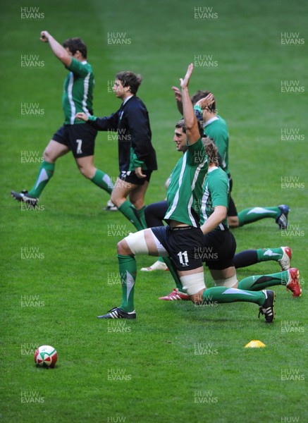 27.11.09 - Wales Rugby Training - Luke Charteris stretches during training. 