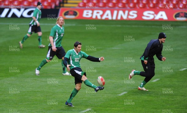 27.11.09 - Wales Rugby Training - James Hook in action during training. 