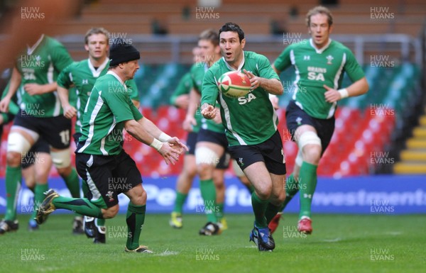 27.11.09 - Wales Rugby Training - Stephen Jones in action during training. 