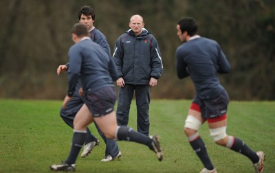 28.01.08 - Wales Rugby Training - Wales Kicking Coach, Neil Jenkins looks on during training 