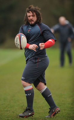 28.01.08 - Wales Rugby Training - Adam Jones in action during training 