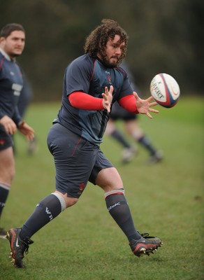 28.01.08 - Wales Rugby Training - Adam Jones in action during training 