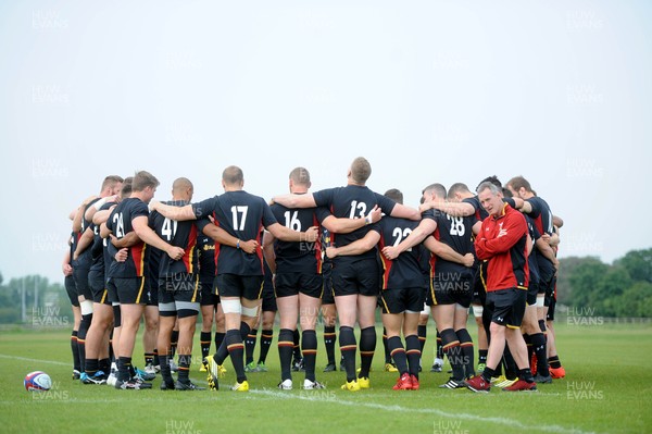 280516 - Wales Rugby Training -Players huddle during training