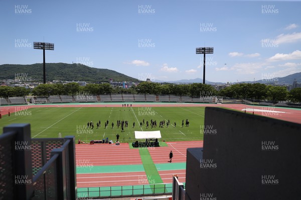 280625 - Wales Rugby Training Session in Kitakyushu - General View of training at Honjo Athletic Park