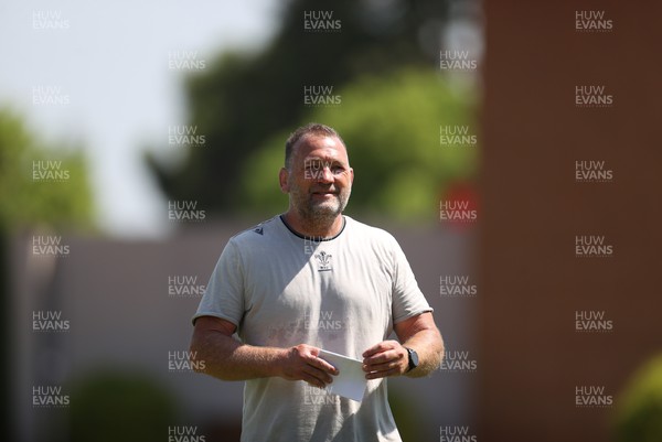 280723 - Wales Rugby Training taking place in Turkey, in preparation for the Rugby World Cup - Forwards Coach Jonathan Humphreys during training