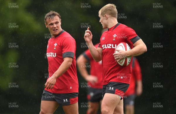 280819 - Wales Rugby Training - Jarrod Evans and Aled Davies during training