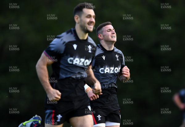 281022 - Wales Rugby Training - Dane Blacker and Tomos Williams during training
