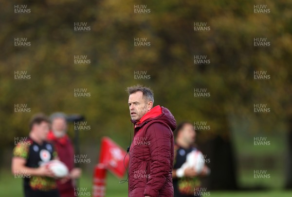 281025 - Wales Rugby Training in their first week of camp for this years Quilter Nations Series - Danny Wilson, Assistant Coach during training