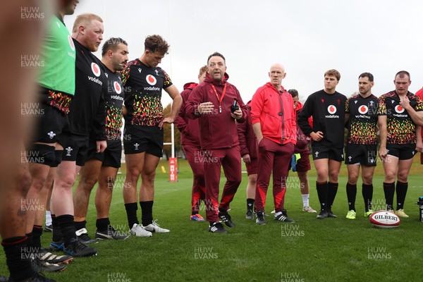 281025 - Wales Rugby Training in their first week of camp for this years Quilter Nations Series - Matt Sherratt, Attack Coach during training