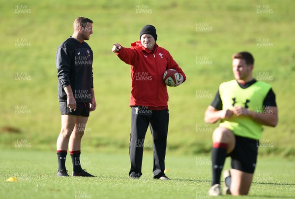 281117 - Wales Rugby Training - Hadleigh Parkes and Neil Jenkins