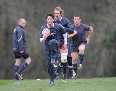 29.01.08 - Wales Rugby Training - James Hook in action during training 