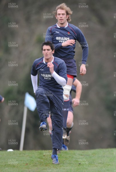 29.01.08 - Wales Rugby Training - James Hook and Alun Wyn Jones in action during training 
