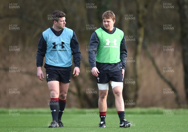290118 - Wales Rugby Training - Scott Williams and James Davies during training