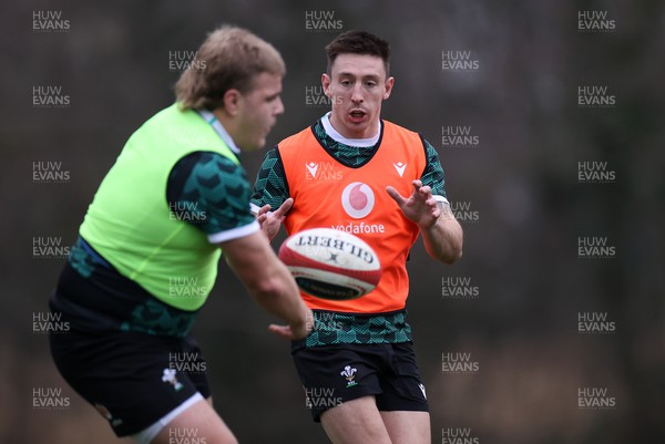 290124 - Wales Rugby Training in the week leading up to their 6 Nations game against Scotland - Josh Adams during training
