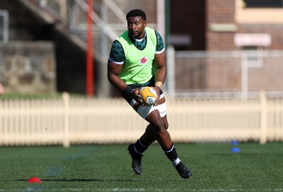 290624 - Wales Rugby Training as they prepare for their Summer Series against Australia - Christ Tshiunza during training