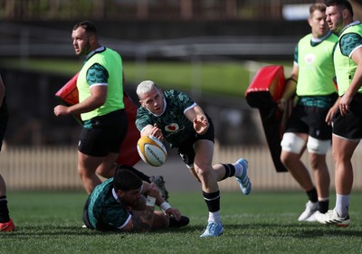 290624 - Wales Rugby Training as they prepare for their Summer Series against Australia - Gareth Davies during training