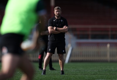 290624 - Wales Rugby Training as they prepare for their Summer Series against Australia - Mike Forshaw, Defence Coach during training