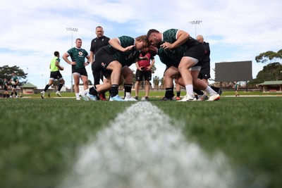 290624 - Wales Rugby Training as they prepare for their Summer Series against Australia - Archie Griffin and Gareth Thomas during training