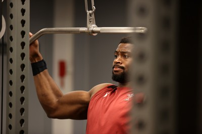 290624 - Wales Rugby Training as they prepare for their Summer Series against Australia - Christ Tshiunza during training