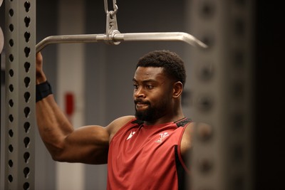 290624 - Wales Rugby Training as they prepare for their Summer Series against Australia - Christ Tshiunza during training