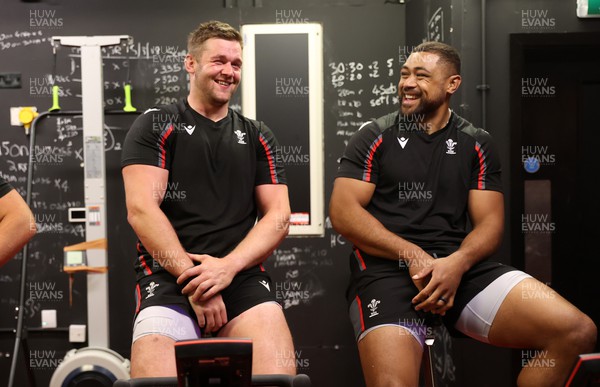 290823 - Wales Rugby Training in the week leading up for their departure for the Rugby World Cup in France - Dan Lydiate and Taulupe Faletau in RSH