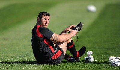 29.09.11 - Wales Rugby Training - Huw Bennett during training. 